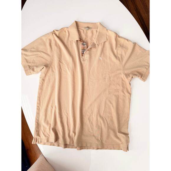 Tan Burberry Polo Shirt - Size XXL- 100% Cotton - Picture 2 of 5